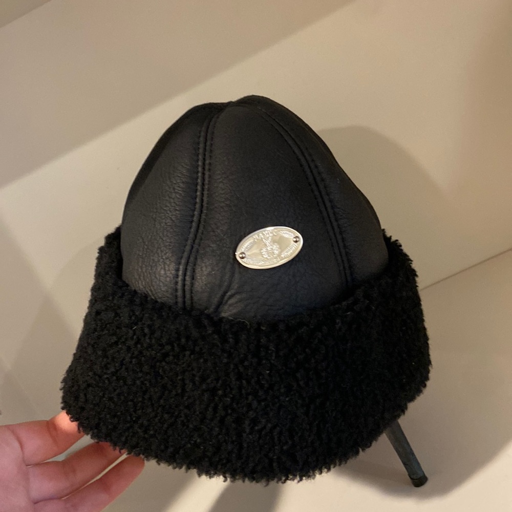 Original BALLY black sheepskin hat
